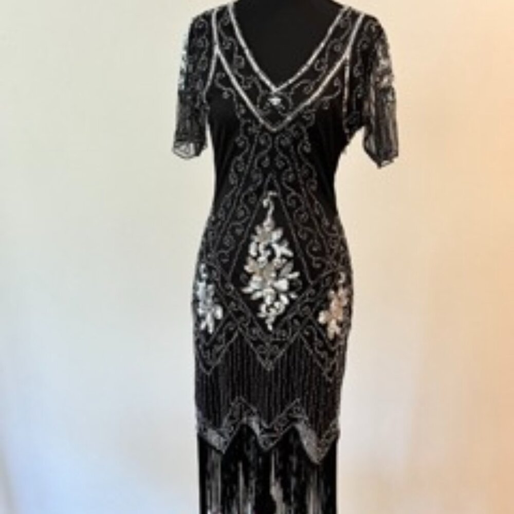Babeyond Black Jeweled and Tastled Flappers Dress Size XS Bundle & SAVE 30% off